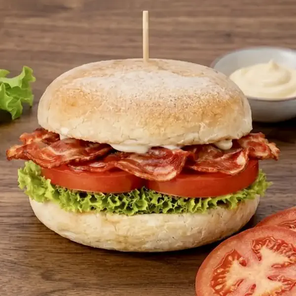 BLT sandwich with crisp bacon, lettuce and tomato