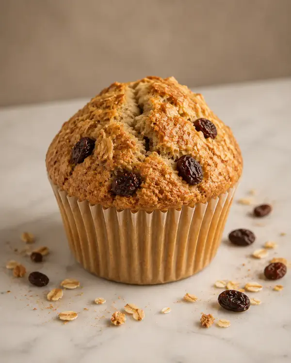 Golden bran and raisin muffin