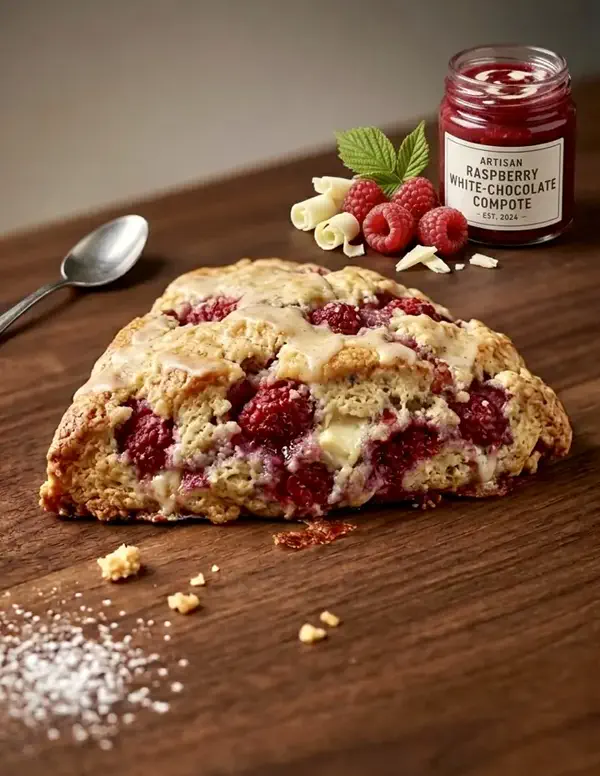 Raspberry and white chocolate scone