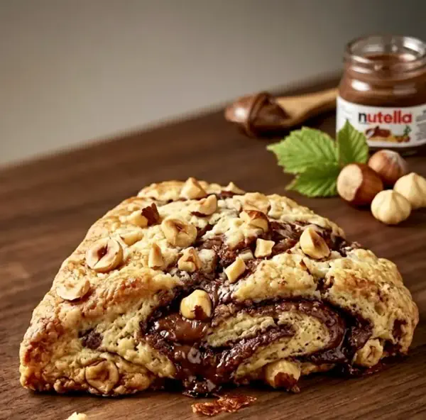 Roasted hazelnut and Nutella scone