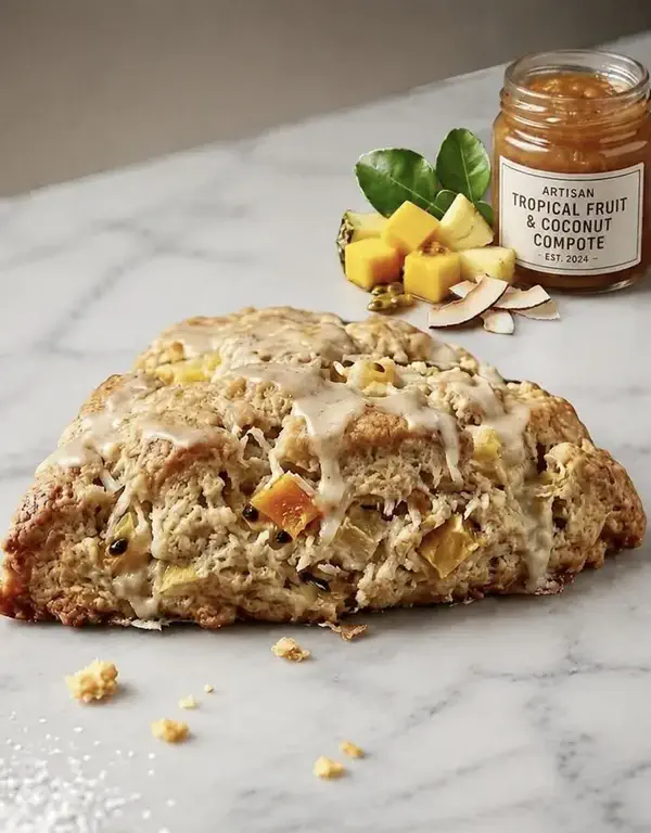 Tropical fruit and coconut scone